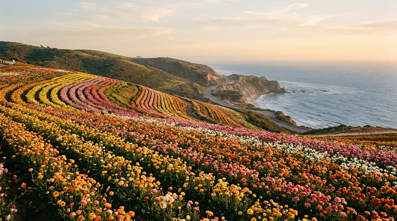 Carlsbad flower fields near the coast