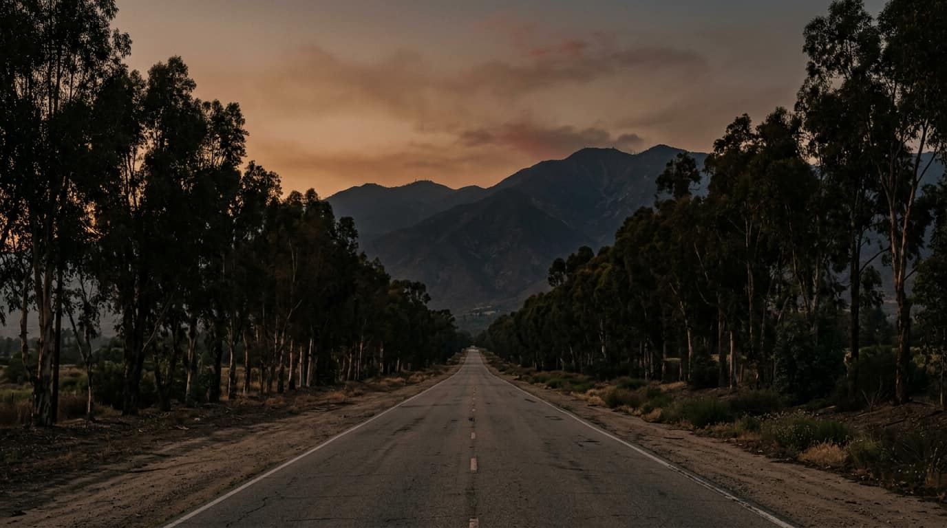 Fontana beneath the San Gabriel Mountains