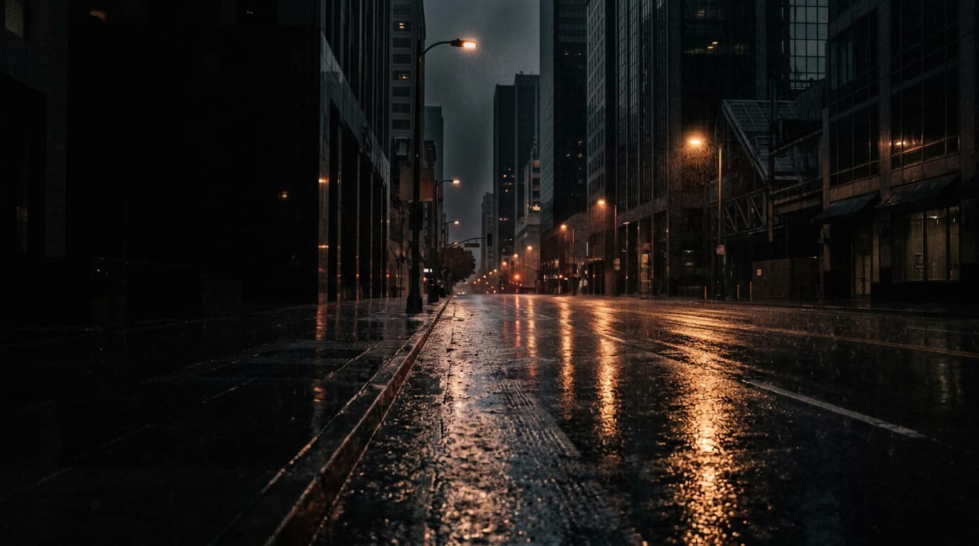 A quiet Southern California road at night