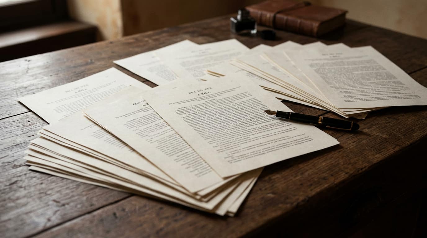 Legislative papers on a desk