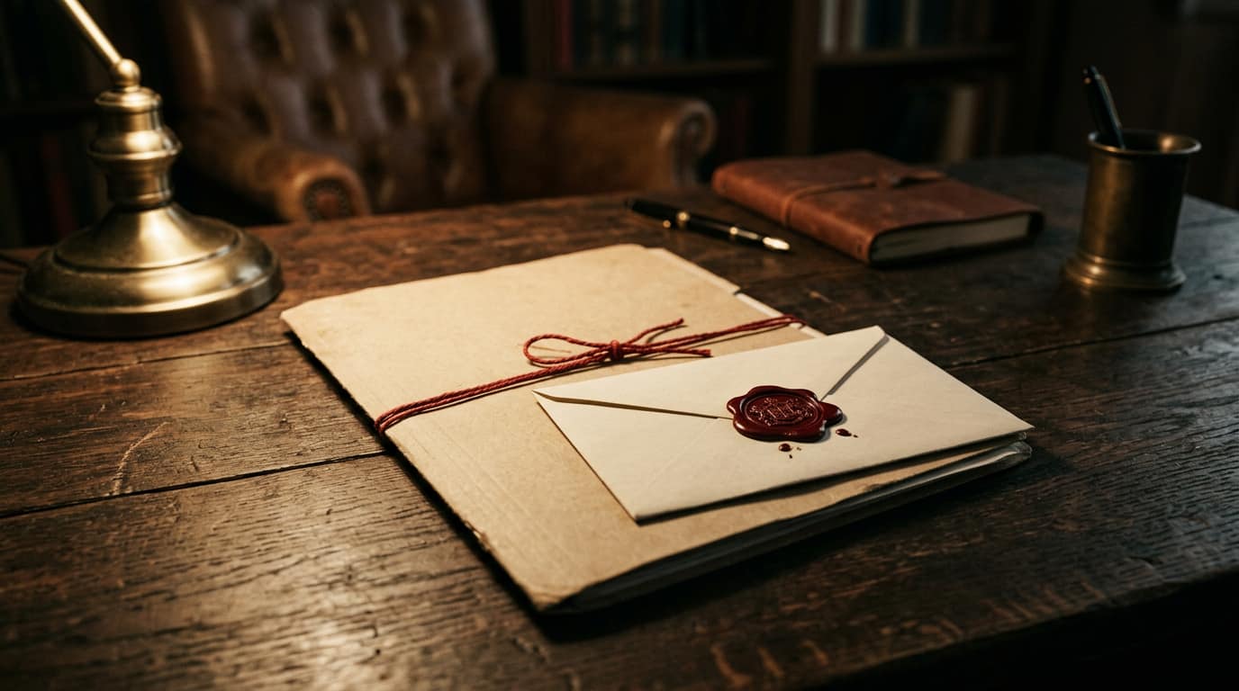 A sealed envelope on a desk