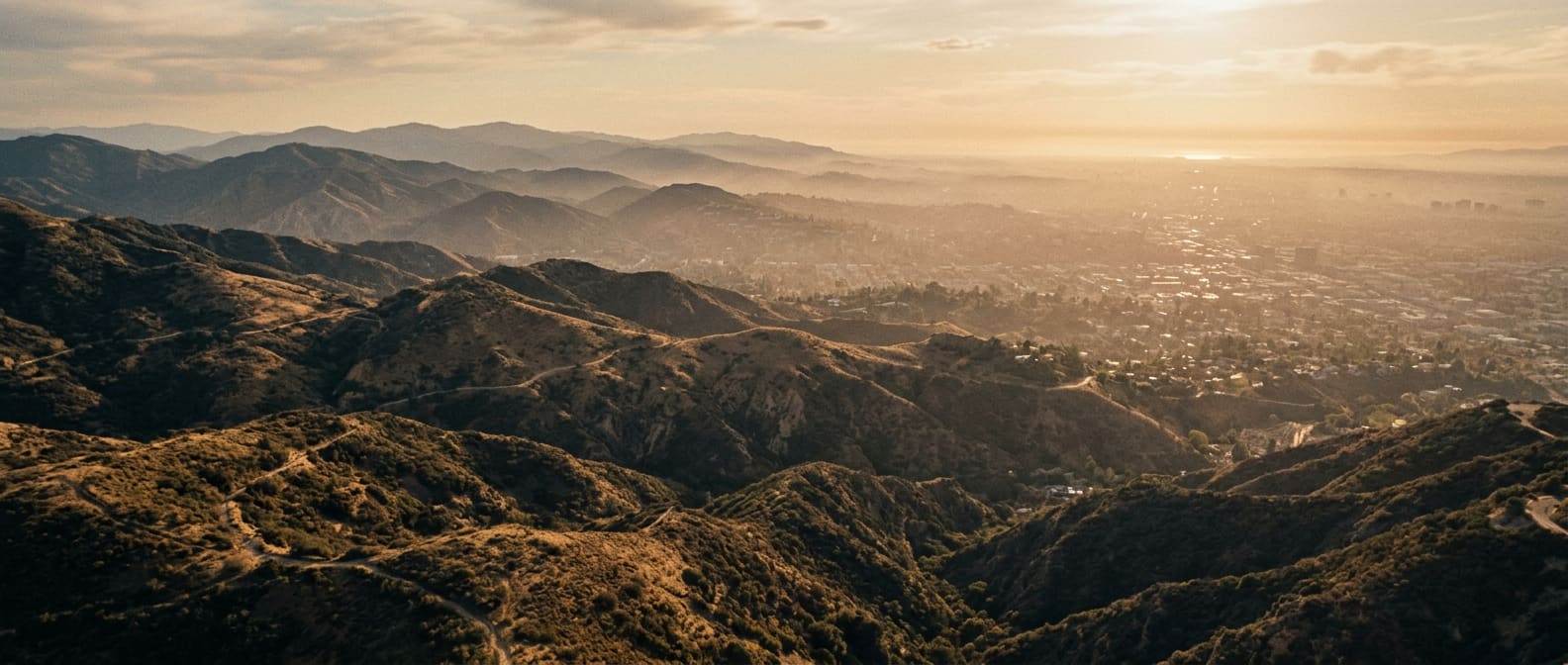 Southern California foothills at golden hour
